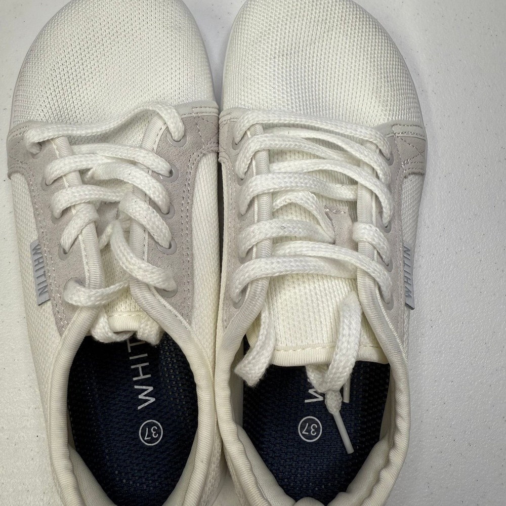 WHITTIN Womens White Mesh Sneakers 6.5 Shoes Size 37 EU Barefoot‎ Minimalist